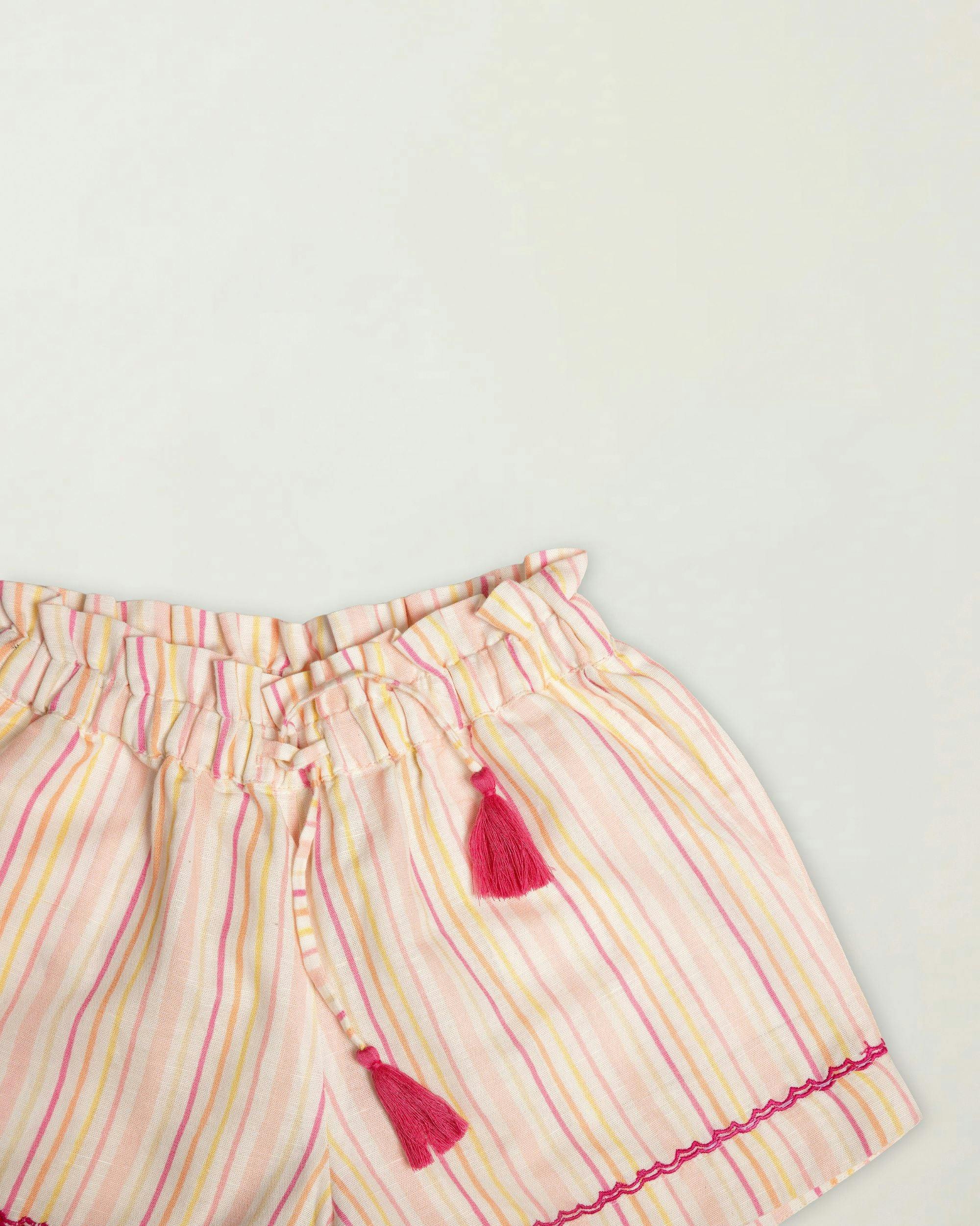 Roman Short - Pink Strips print