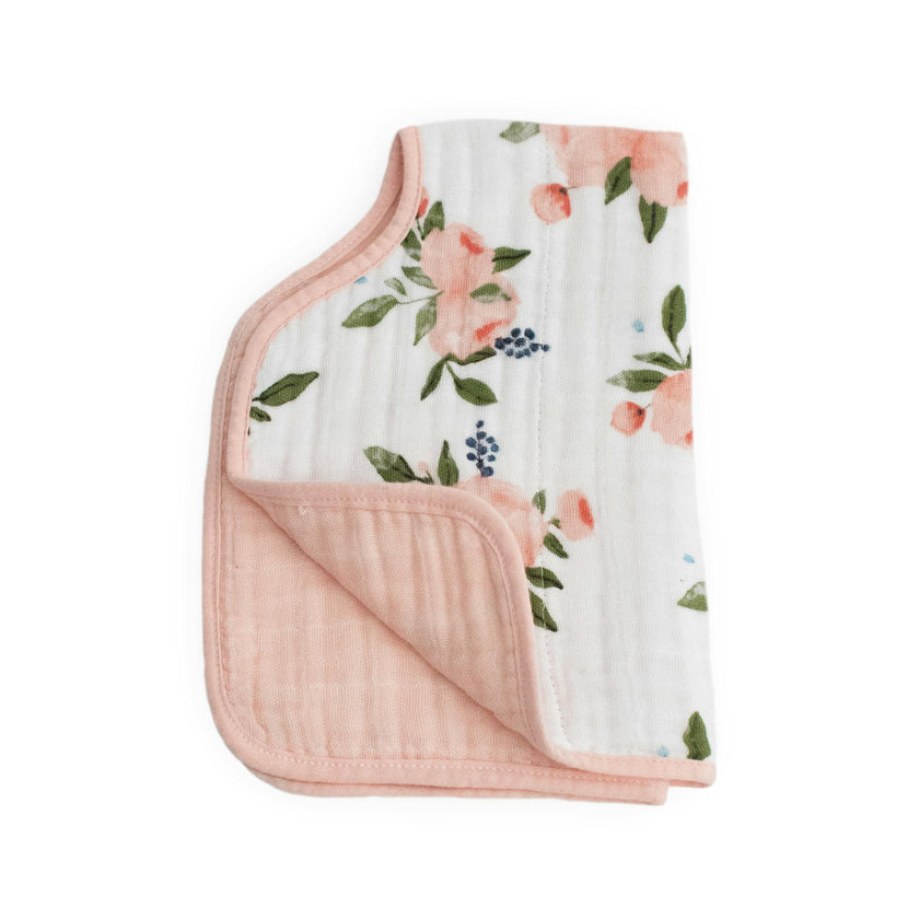 Cotton Muslin Burp Cloth - Watercolor Roses 2