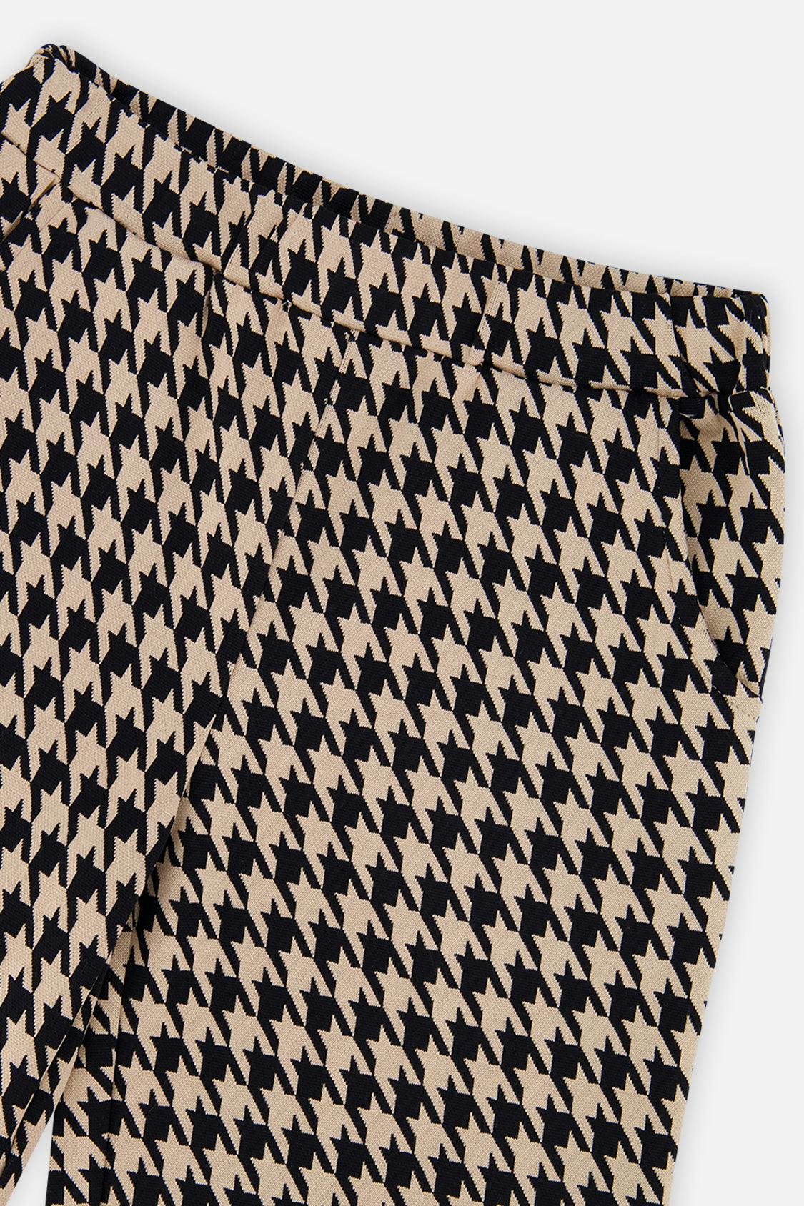 Flare Pants Black And Beige Houndstooth