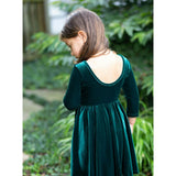 Holiday Twirly Dress in Emerald Velvet