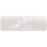 Scallop Trimmed Rib Knit Blanket Ivory