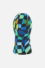 Brushed Jersey Balaclava Blue Checkered Print