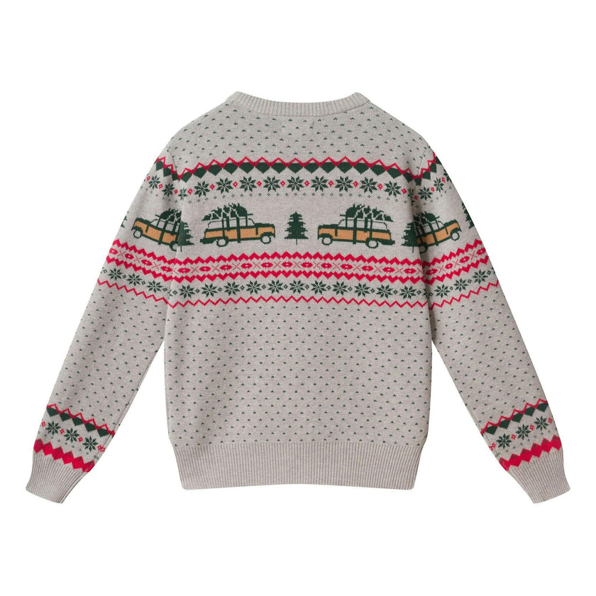 Big Kid Boys Fair Isle Sweater | Christmas Tree Cars