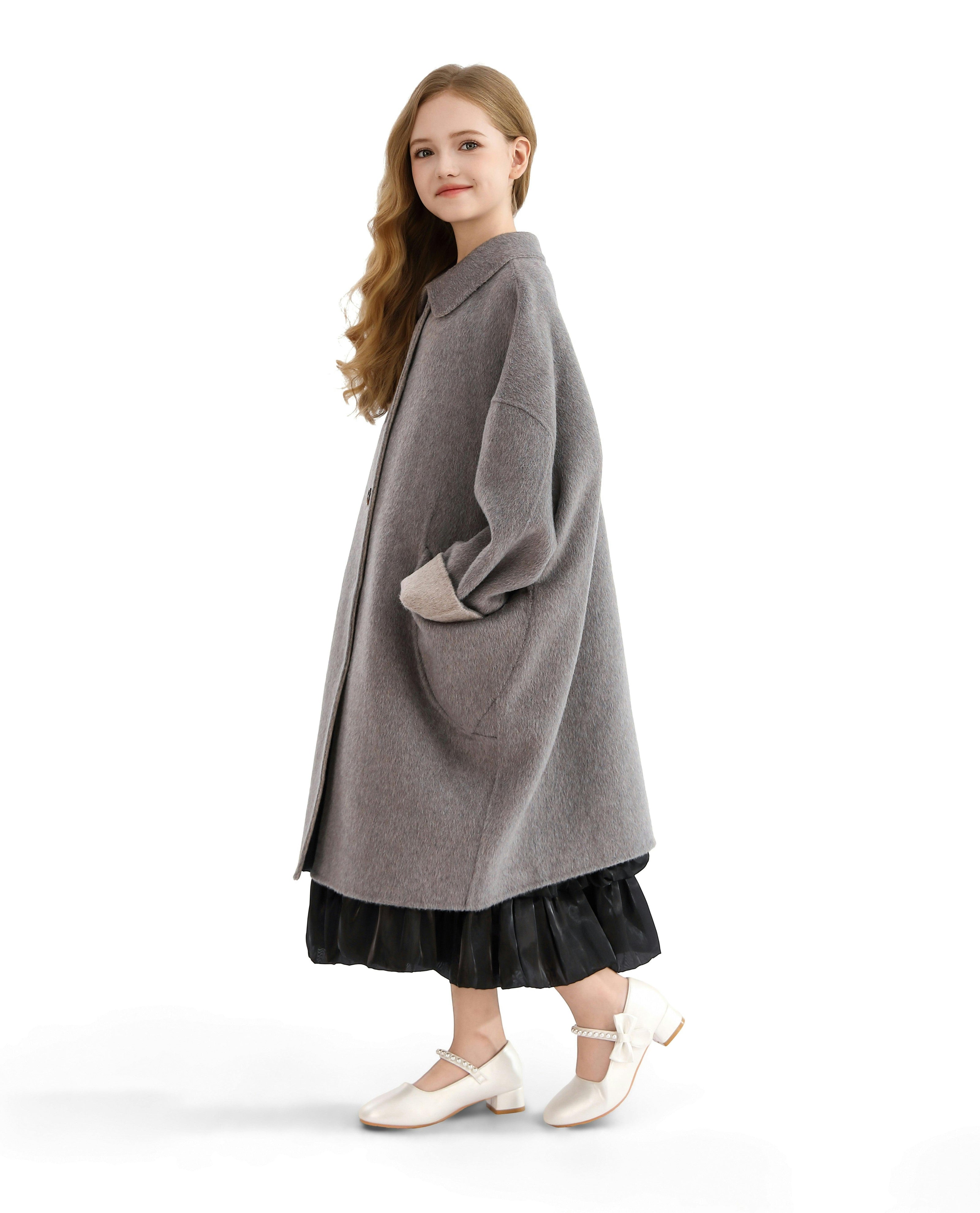 Gray Wool Coat with Peter Pan Collar