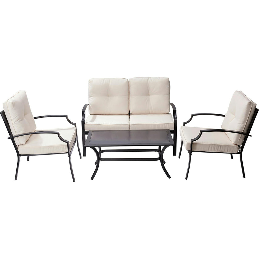 Outdoor 4-Piece Metal Patio Conversation Set With Cushions