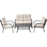Outdoor 4-Piece Metal Patio Conversation Set With Cushions