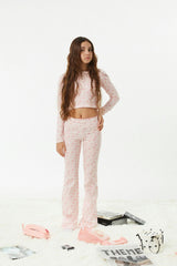 Peyton Pink on Pink Thermal Wide Leg Pants