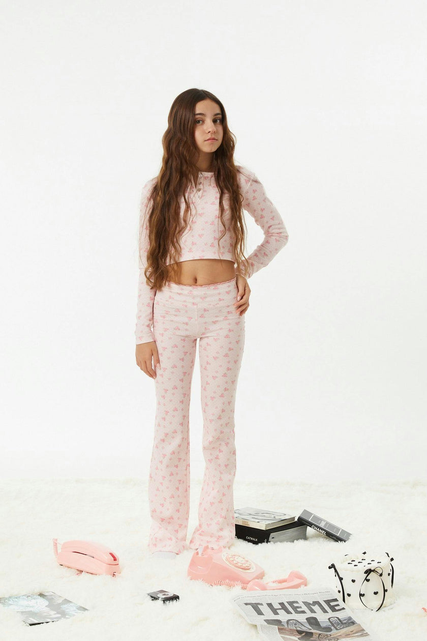 Peyton Pink on Pink Thermal Wide Leg Pants