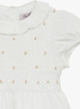 Willow Rose Hand Smocked Dress in White