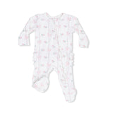 Dainty Buds and Bows - 2 Way Ruffle Back Zipper Footie