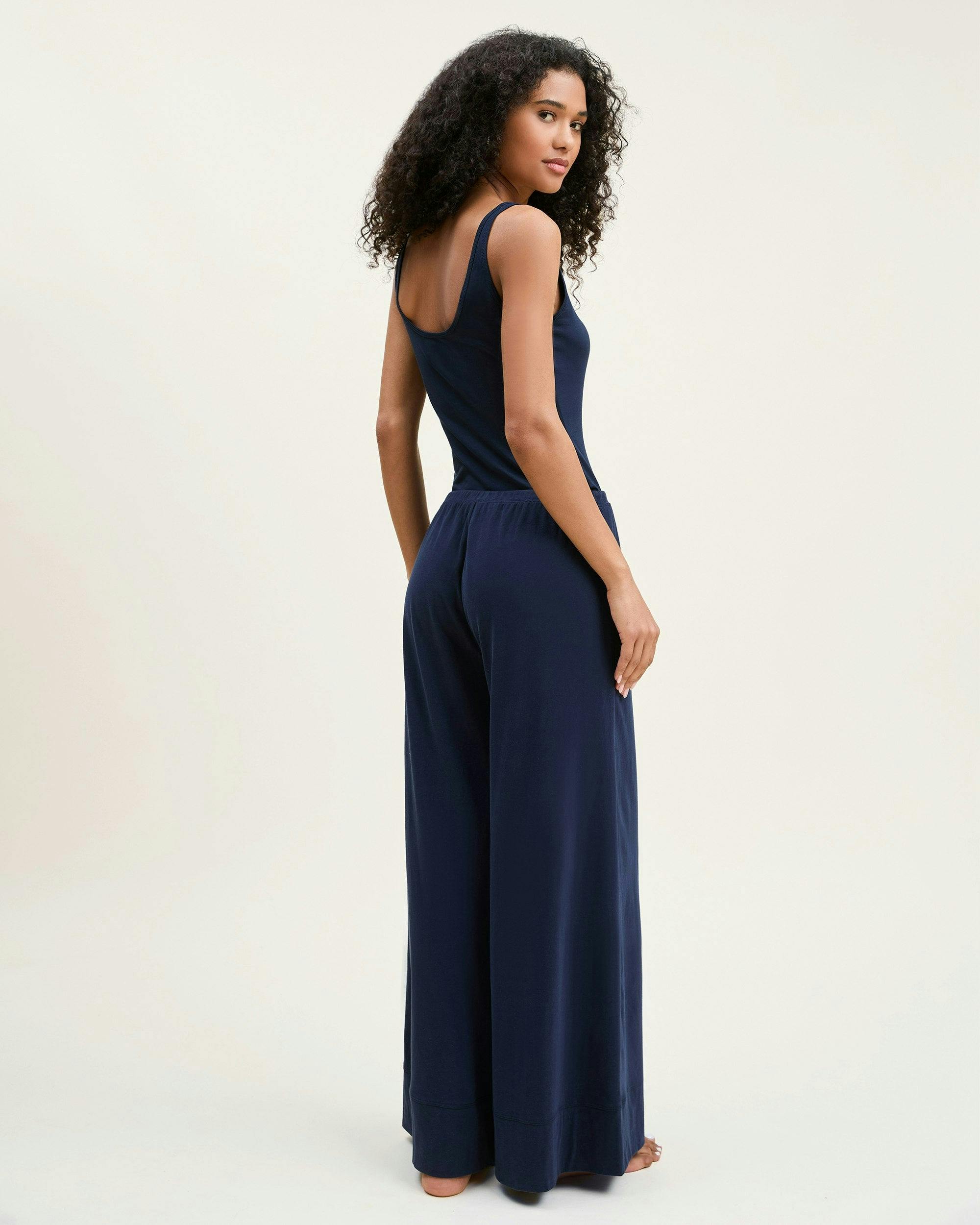 Women's Pima Scoop Tank in Navy