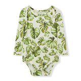 Island Leaf Cotton Stretch Long Sleeve One Piece