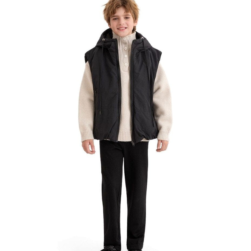 Black Hooded Puffer Vest