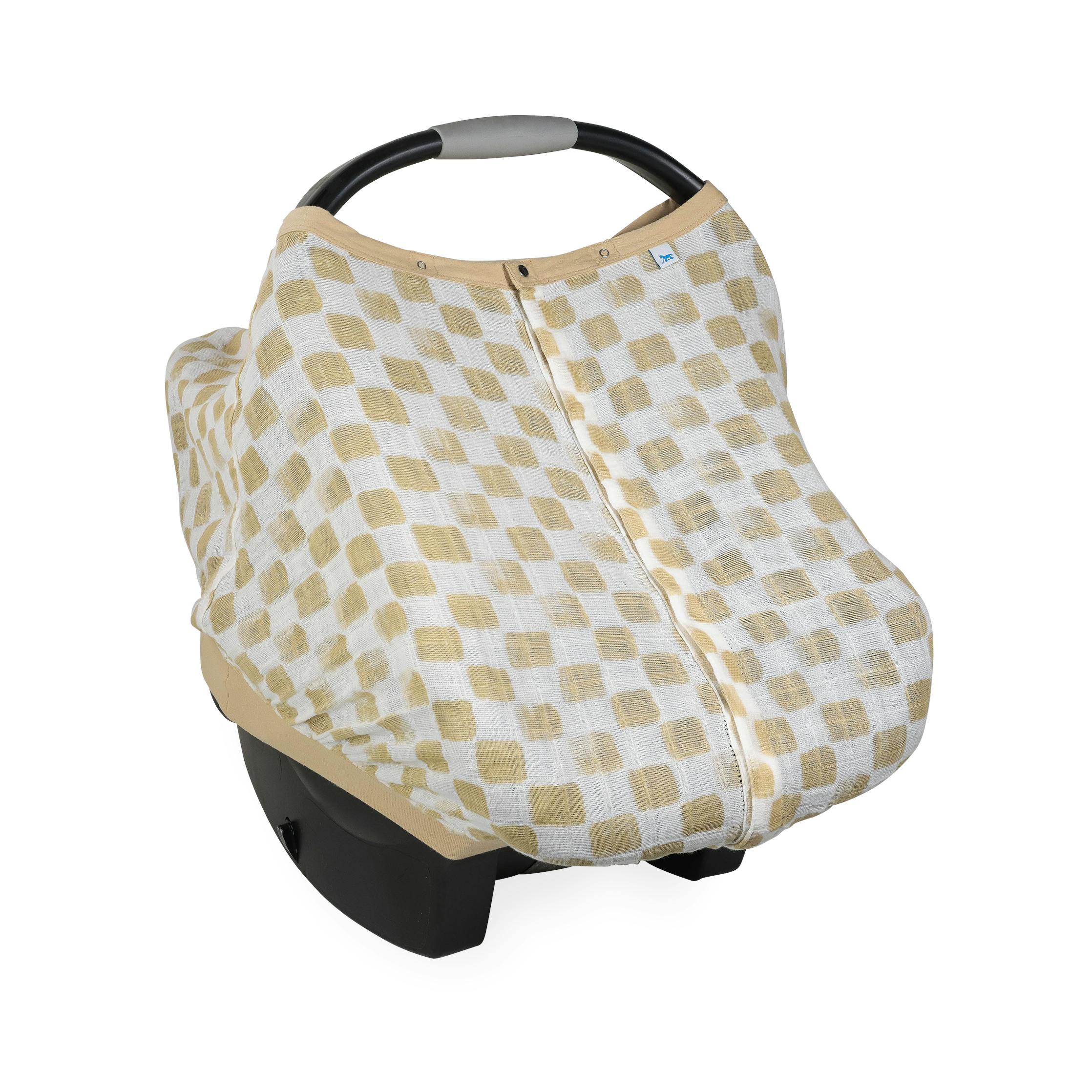 Cotton Muslin Car Seat Canopy - Adobe Checker