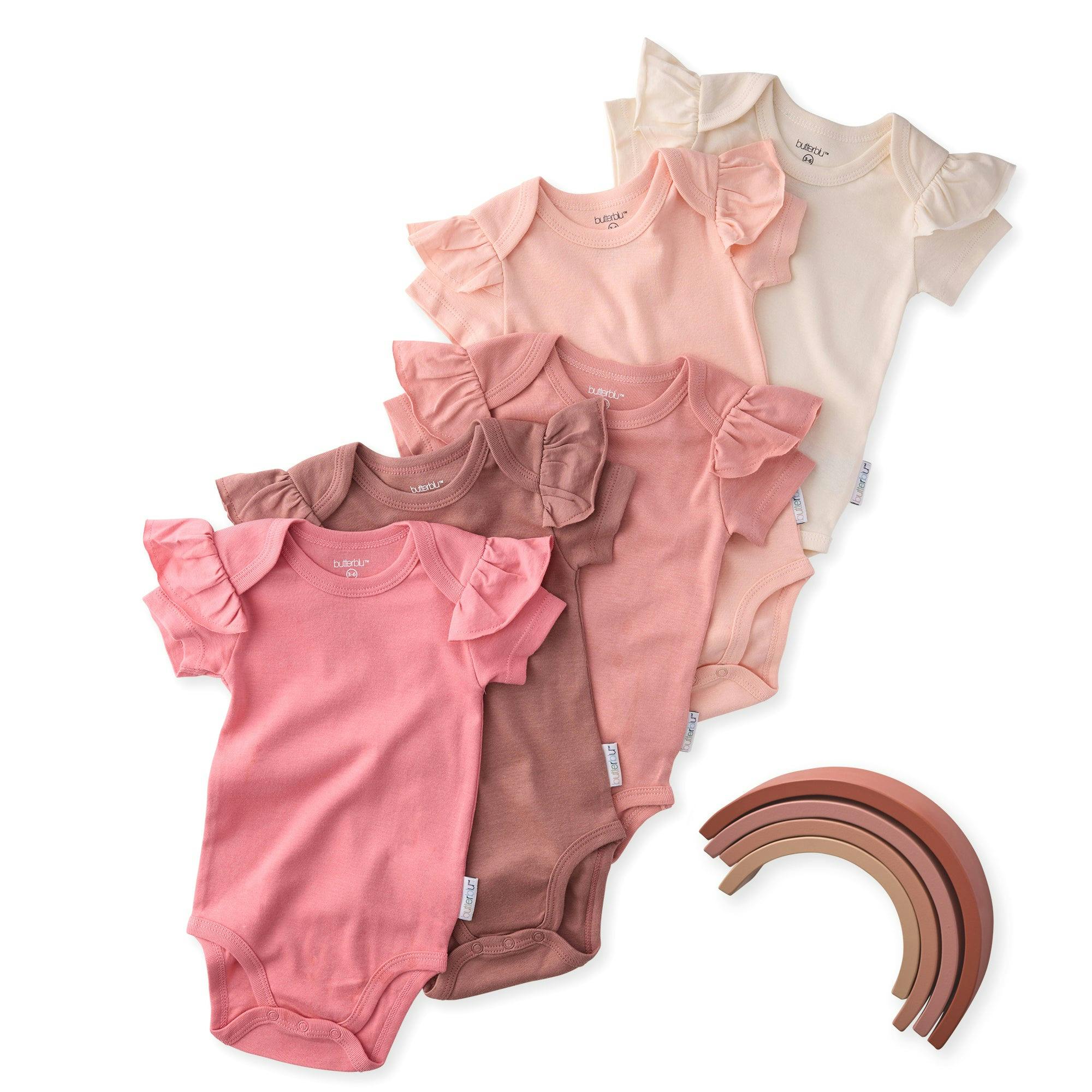RORY 5-Pack Short Sleeve Ruffle Bodysuits