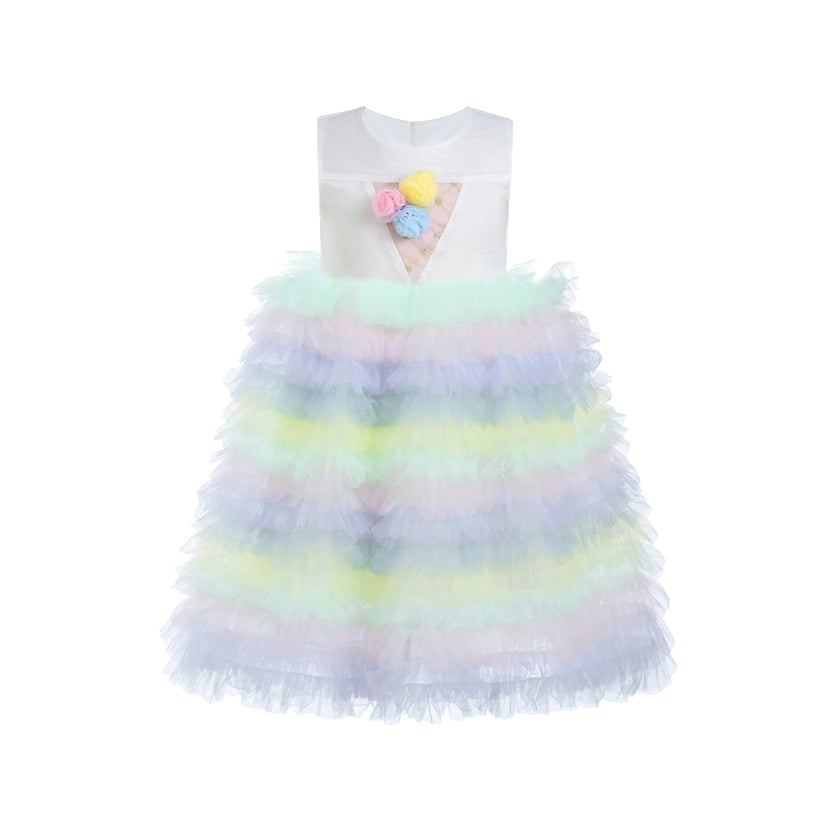 Purple Ruffle Tiered Pom Dress