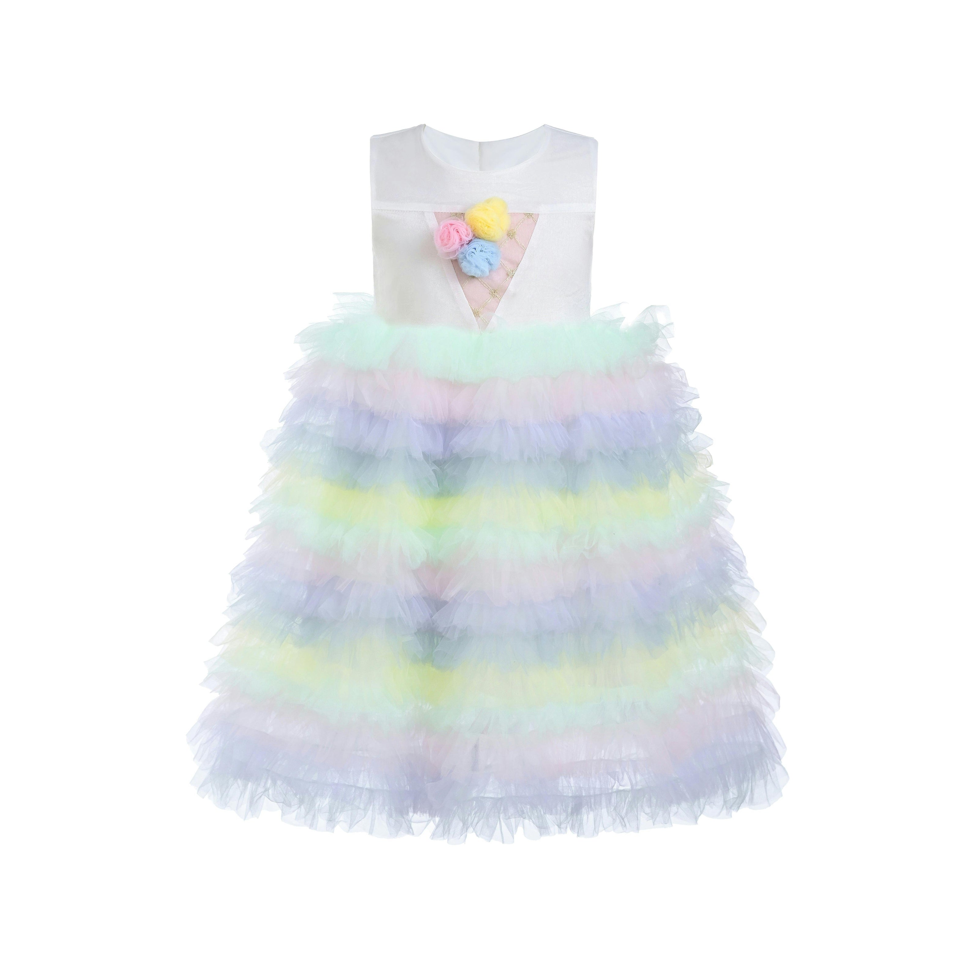 Purple Ruffle Tiered Pom Dress