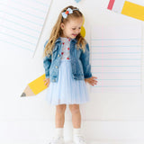 Apple Gingham Tulle Bow Headband