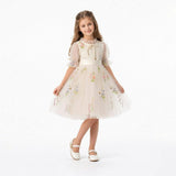 Enchanted Bloom Embroidered Ivory Flower Girl Dress for Girls
