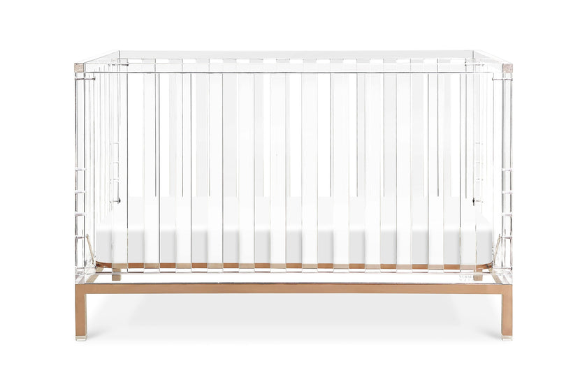 Nursery Works Luma Crib in Acrylic and Rose Gold