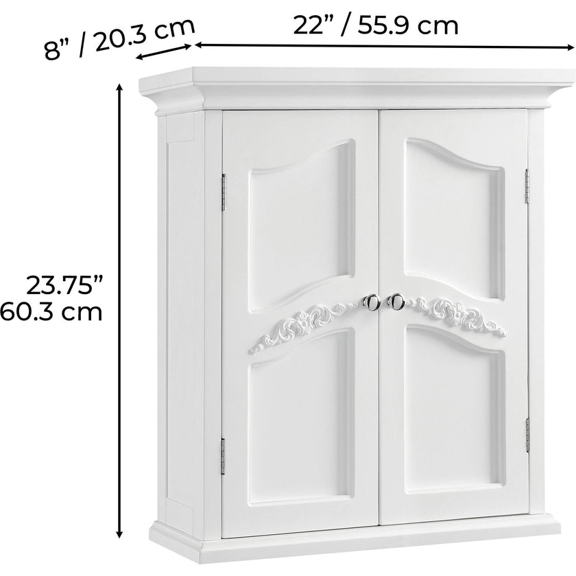 Versailles Wooden Wall Cabinet with 2 Shelves