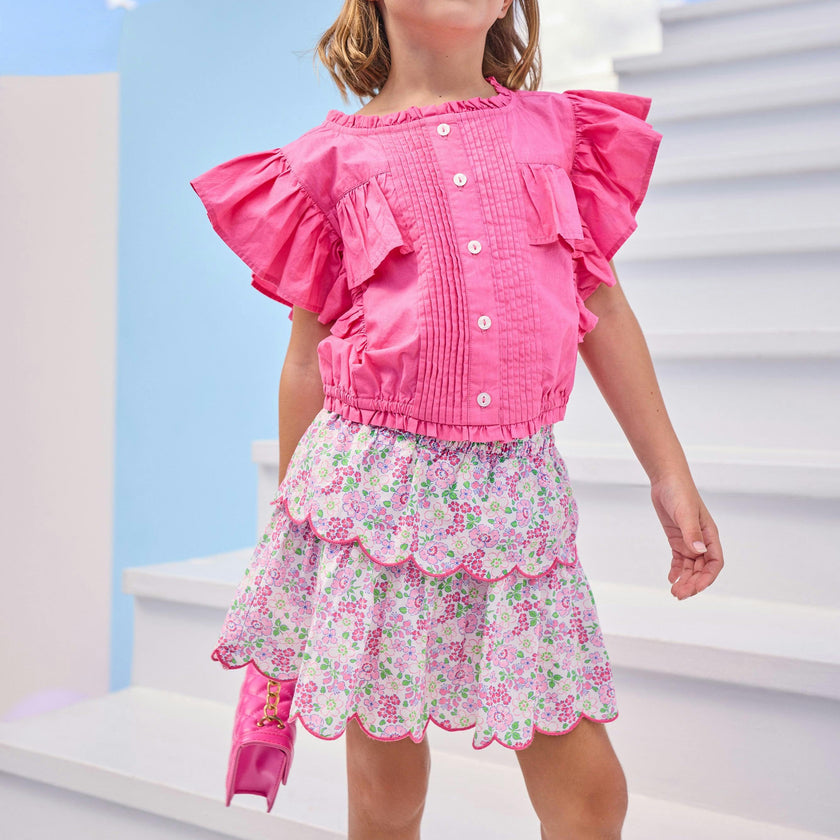 Two Tiered Skort - Pink Bloomsbury Blossoms