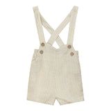 Woven Checkered Button Front Elastic Waist Overalls