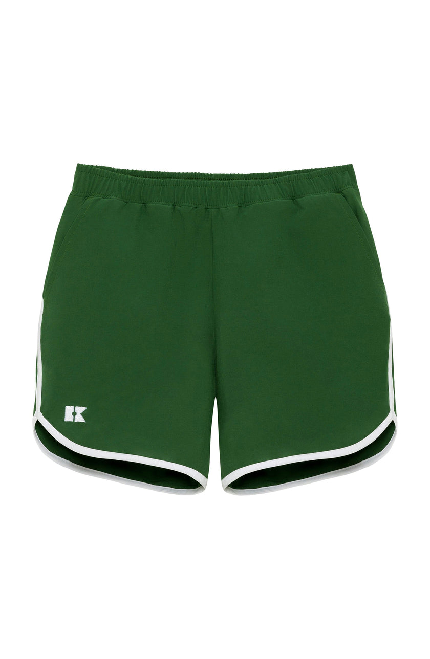 dark green retro super short with white piping
