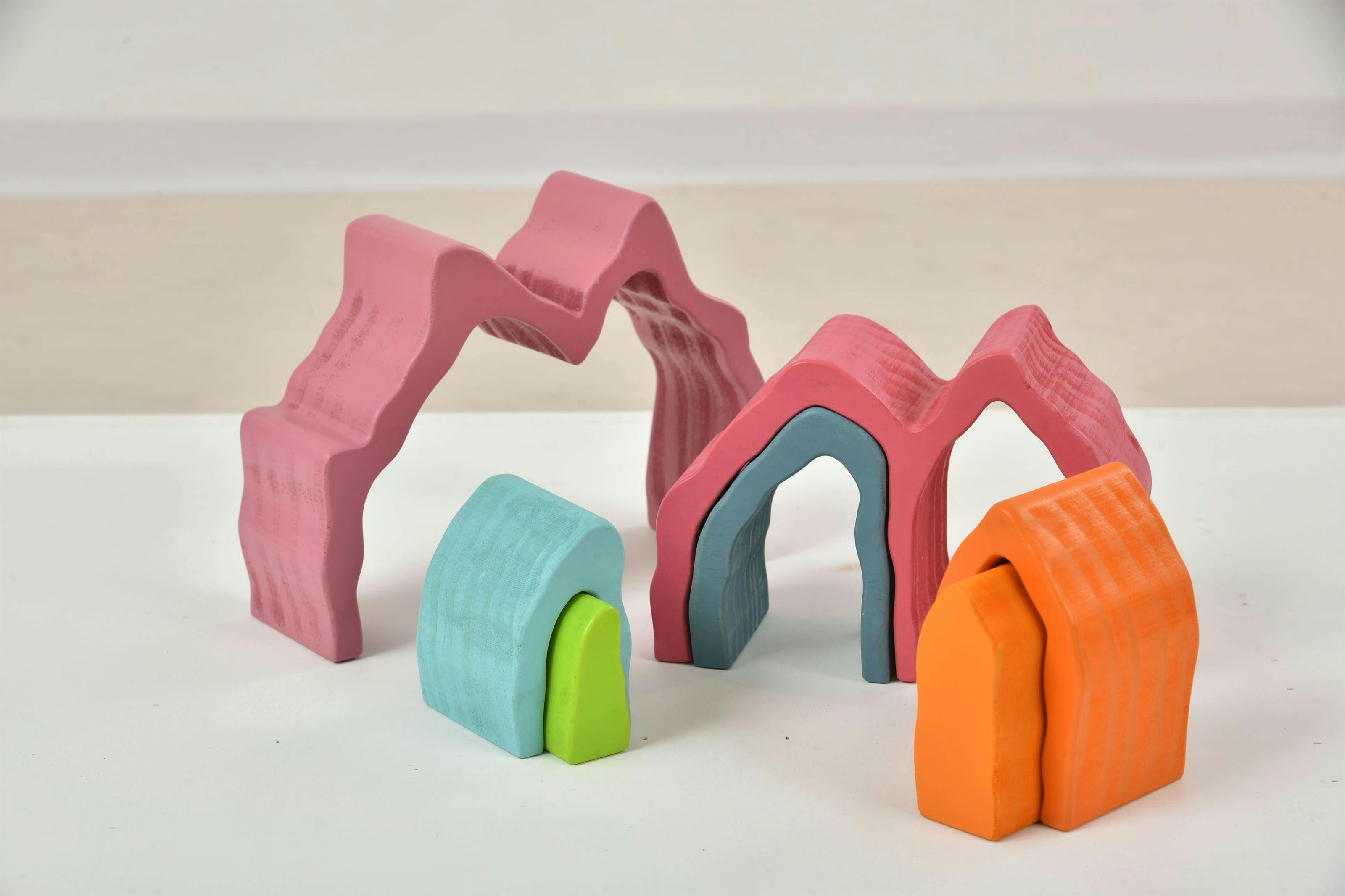 Wooden Mountain Rainbow Stacker | Montessori Stacking Blocks for Toddlers