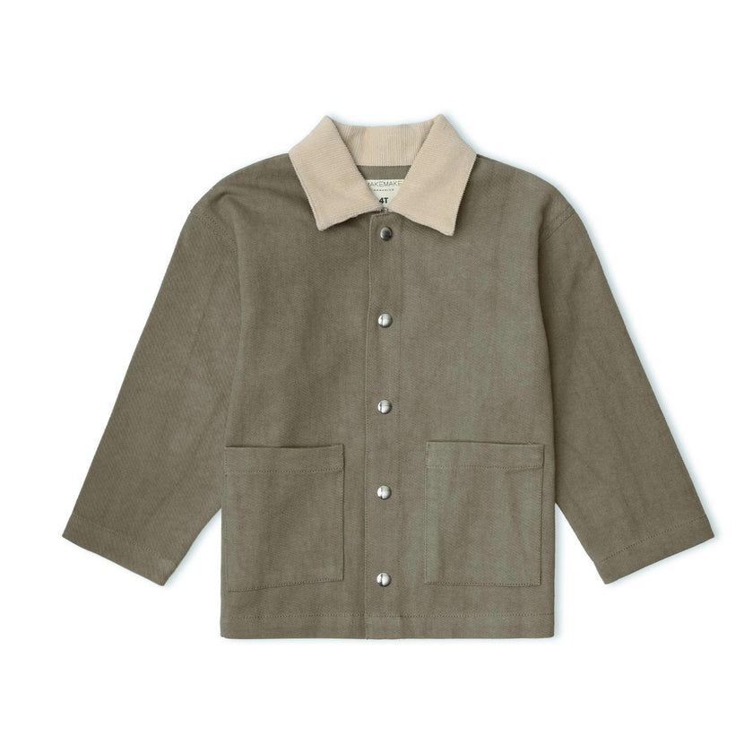 Organic Twill Button Jacket - Olive