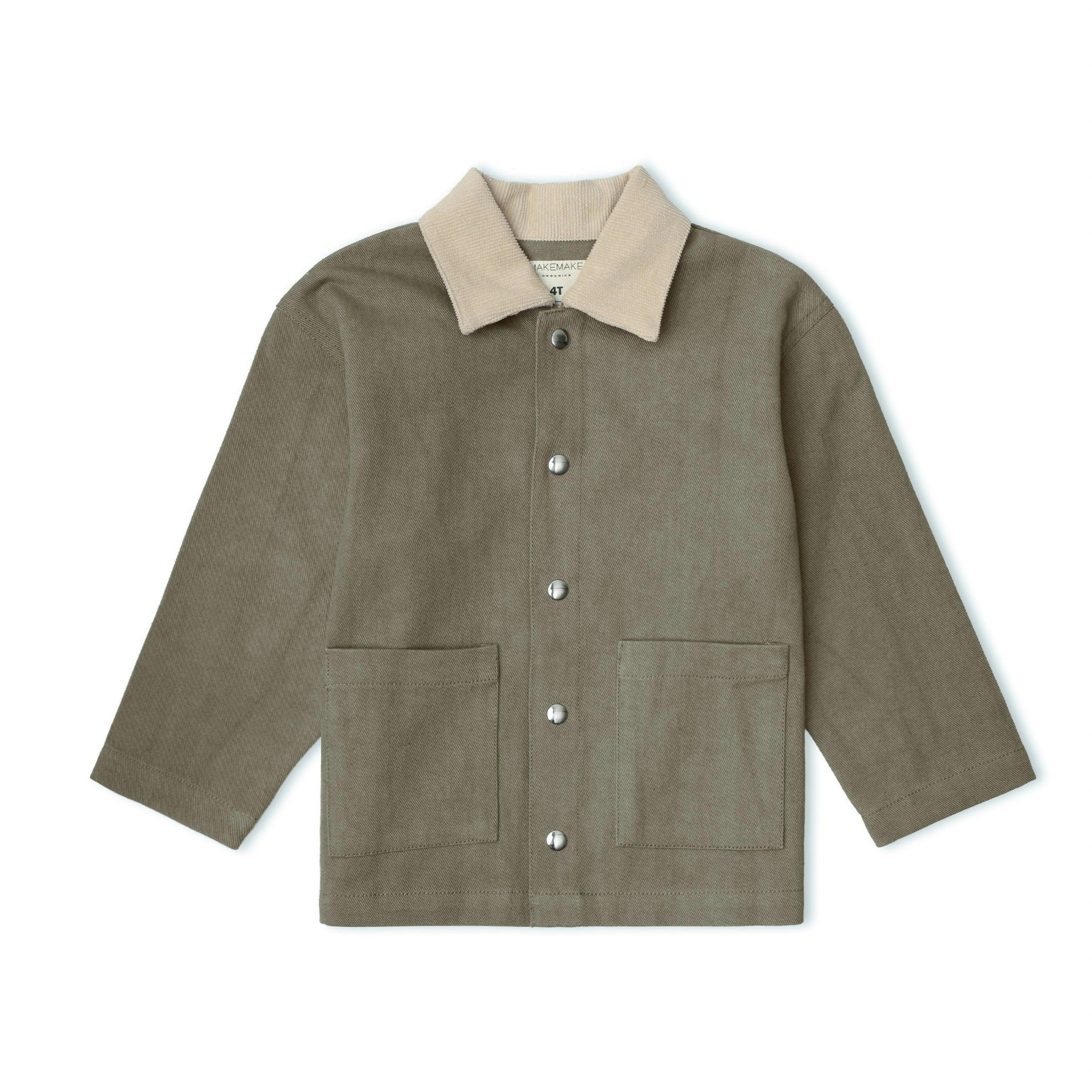 Organic Twill Button Jacket - Olive