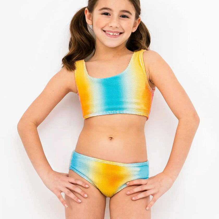Fay Crinkle Tankini Two Piece Swimsuit - Multicolor