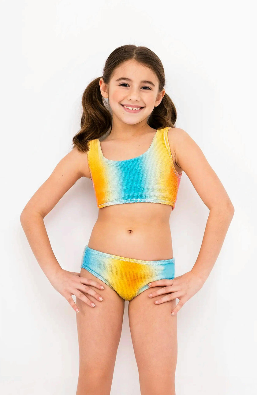 Fay Crinkle Tankini Two Piece Swimsuit - Multicolor
