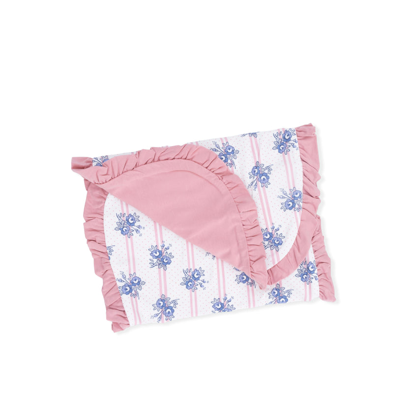 Stripe Dot Roses - Ruffle Burp Cloth