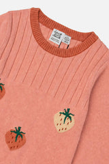 Knitted Dress With Strawberry Jacquard Pink