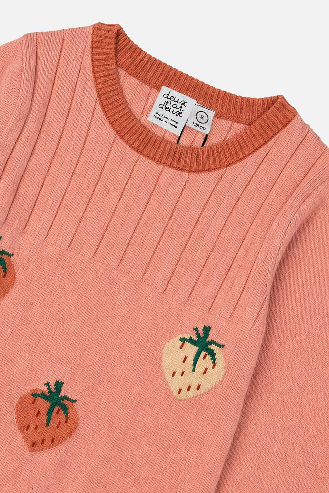 Knitted Dress With Strawberry Jacquard Pink