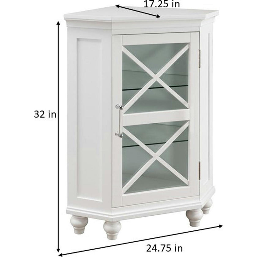 Blue Ridge Corner Wooden Floor Cabinet with Adjustable Shelves