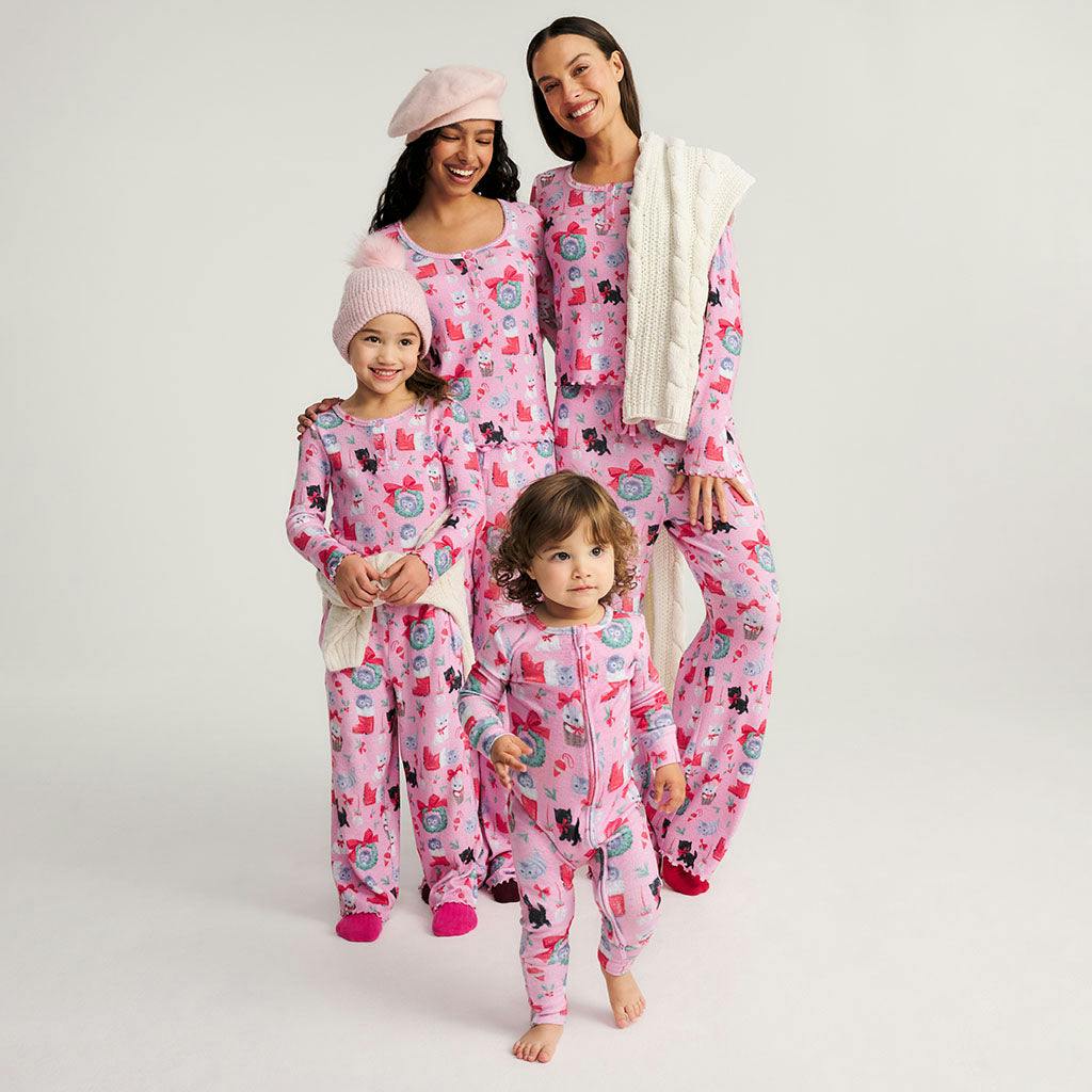Meowy Christmas Brushed Pointelle Convertible One Piece