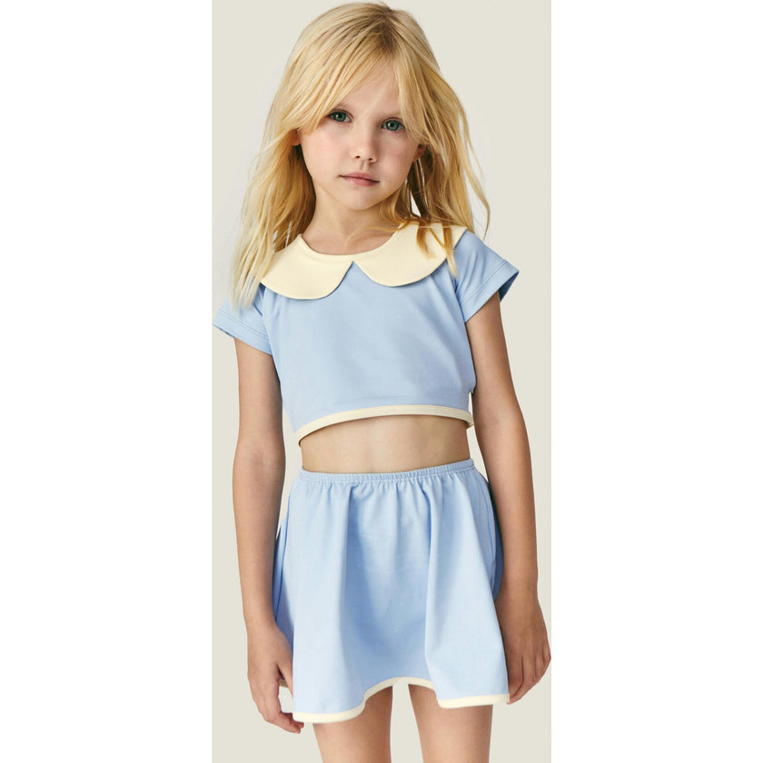 Mipounet SS26 Pauline, Swim Skirt Ecru Blue Sky