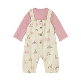 Newborn Girl Dungaree and T-Shirt Set