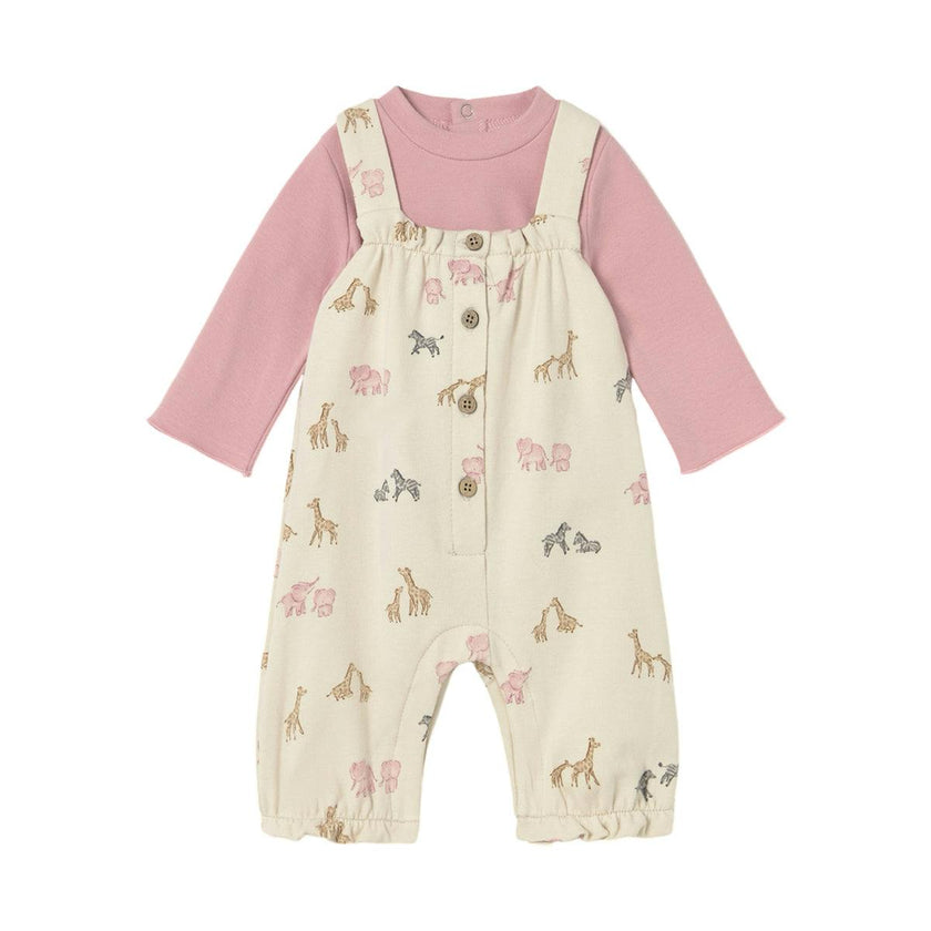 Newborn Girl Dungaree and T-Shirt Set