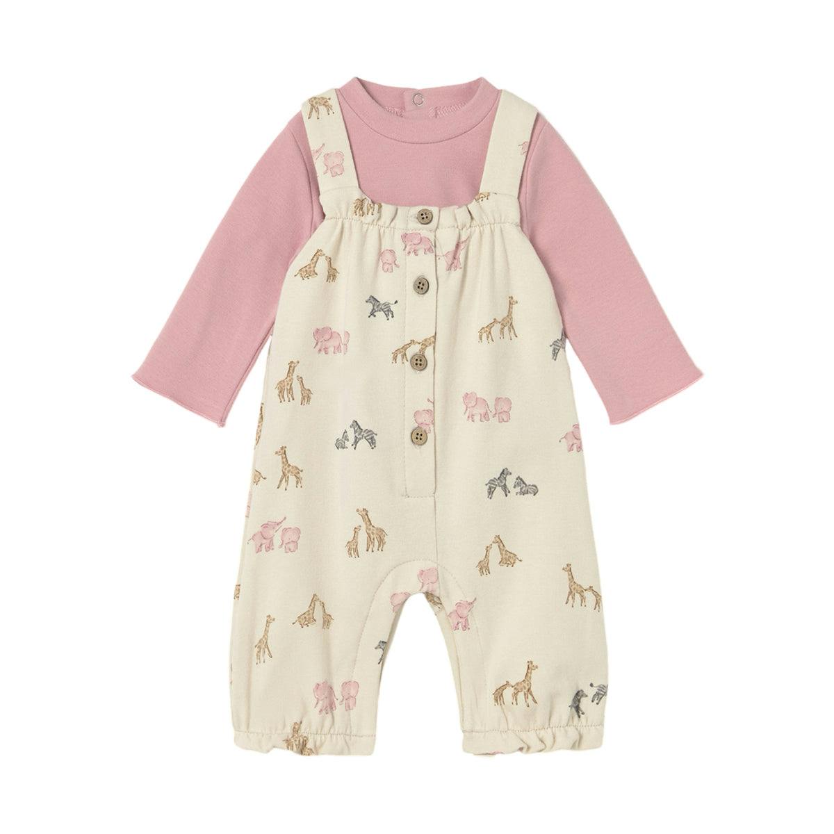 Newborn Girl Dungaree and T-Shirt Set