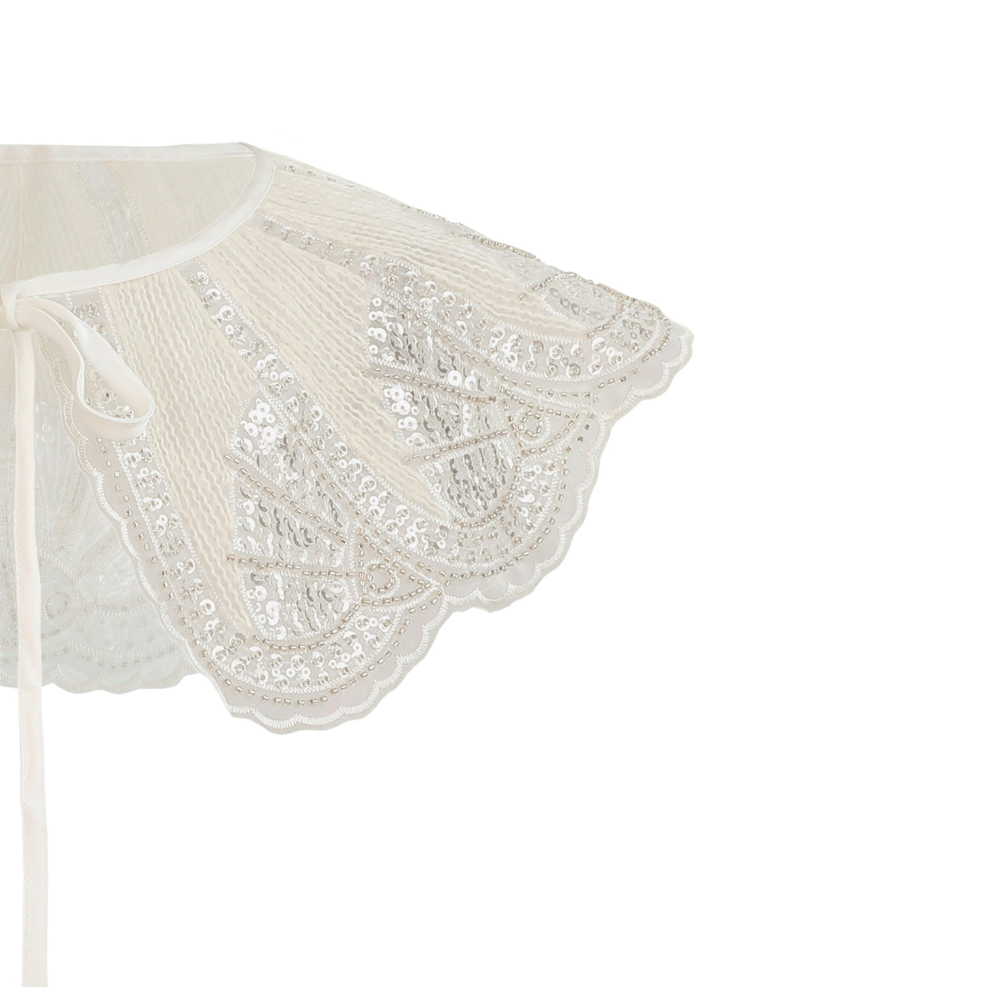 White Sequin Lace Stole