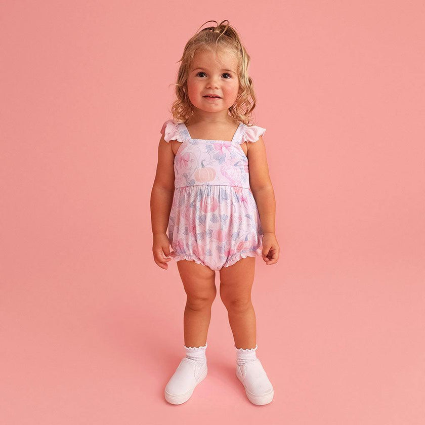 Posh Pumpkins Bow Back Bubble Romper
