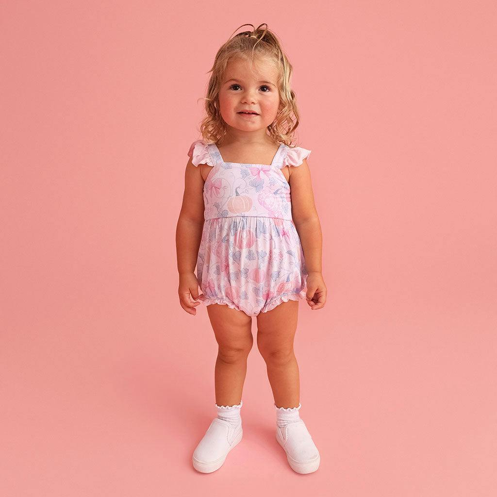 Posh Pumpkins Bow Back Bubble Romper