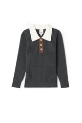 Multi Polo Rib Sweater Black