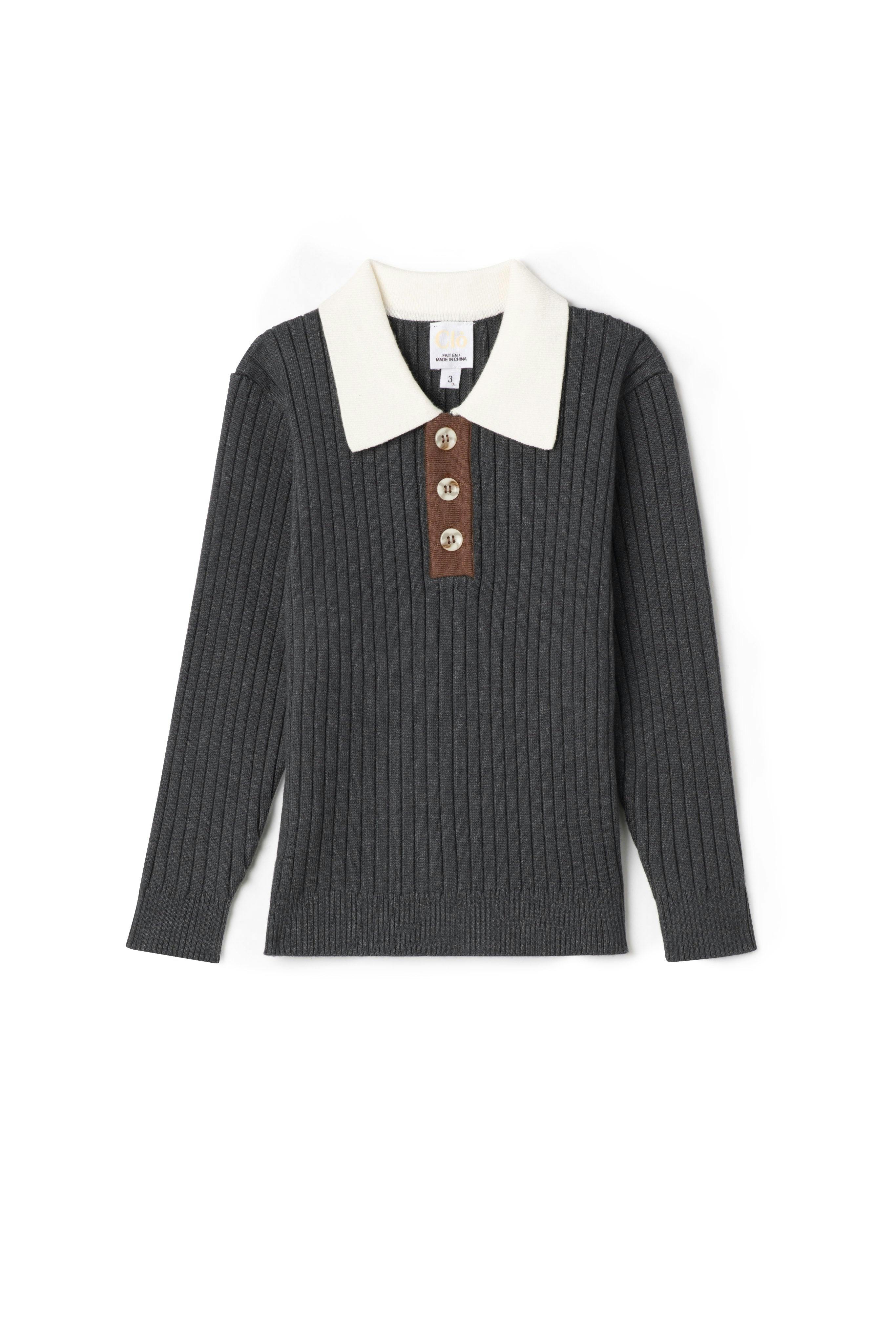 Multi Polo Rib Sweater Black
