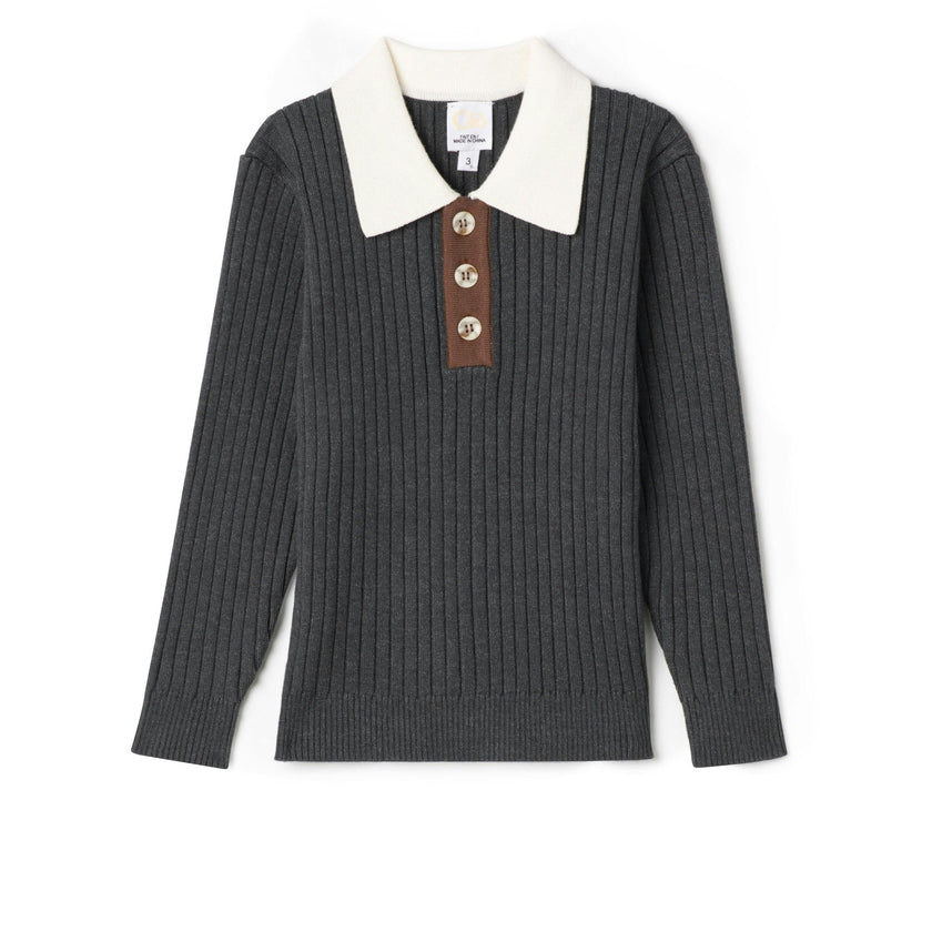 Multi Polo Rib Sweater Black