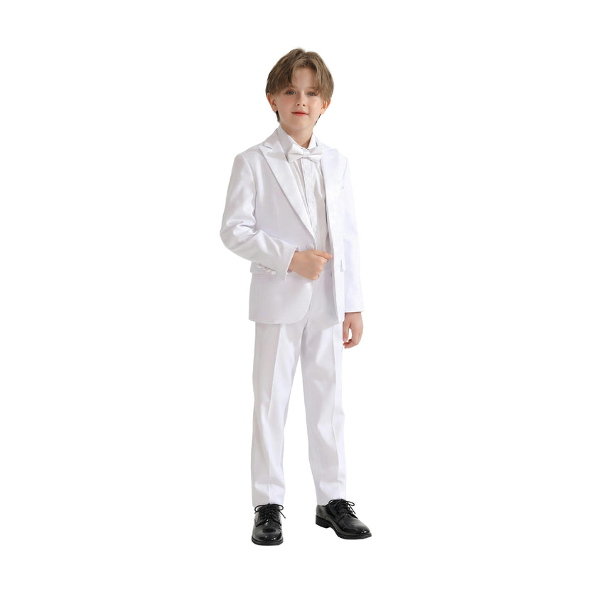 White Peak Lapel Trim Wool Suit