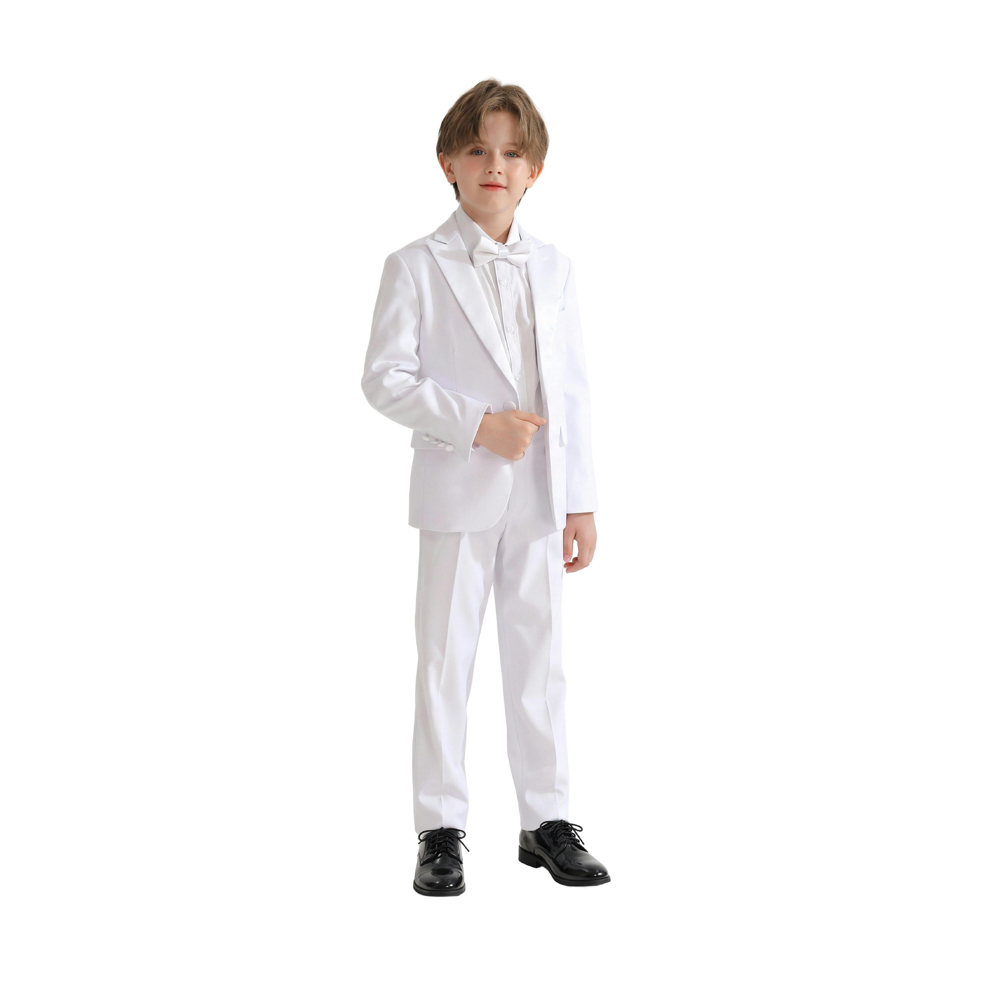 White Peak Lapel Trim Wool Suit